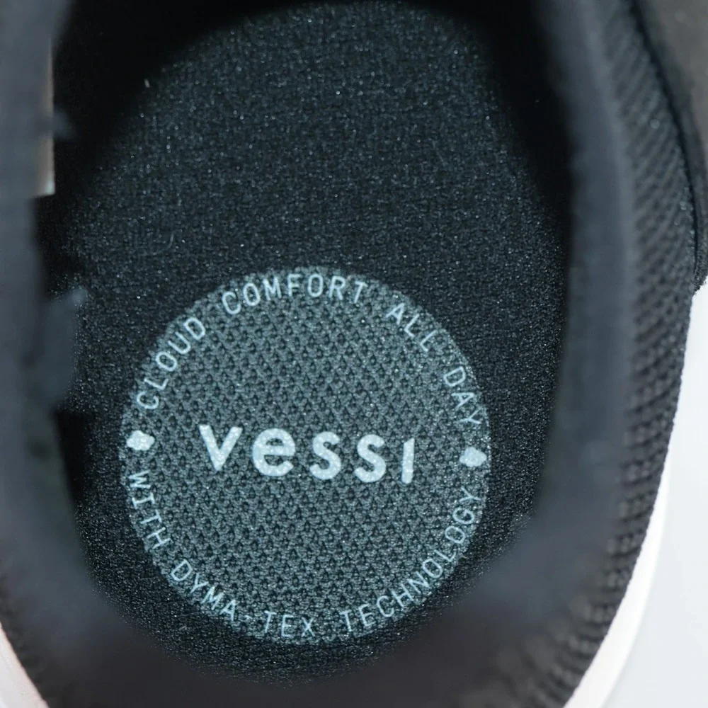 Vessi Womens Everyday Sneakers Size 10 Waterproof Black Gray Knit Lace Up Shoes